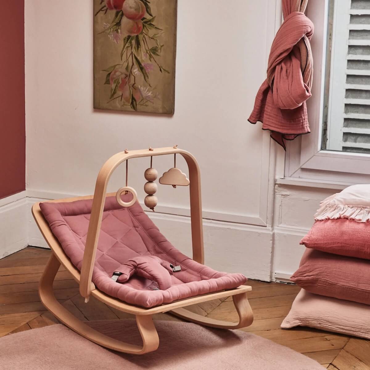 Transat bébé LEVO Charlie Crane Bois de Rose