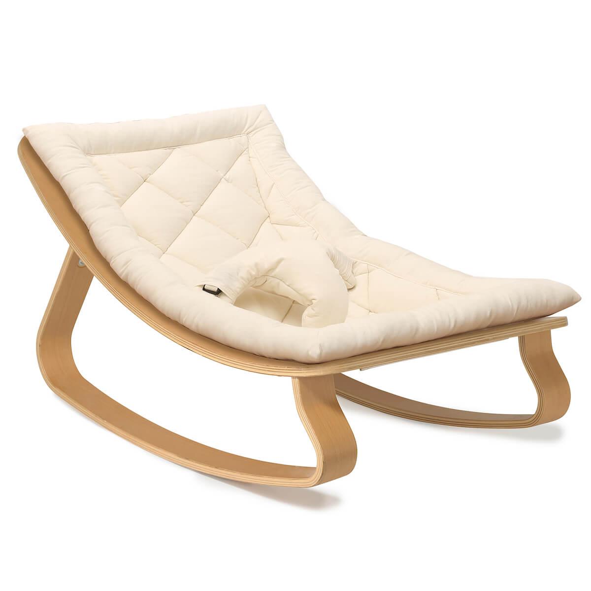 Transat bébé LEVO Charlie Crane hêtre-organic white