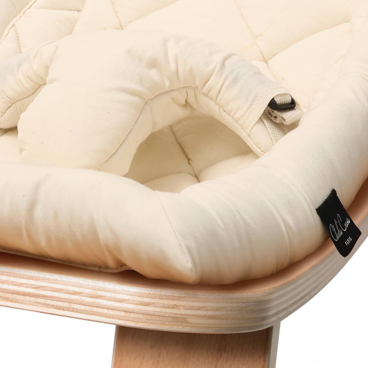 Transat bébé LEVO Charlie Crane hêtre-organic white