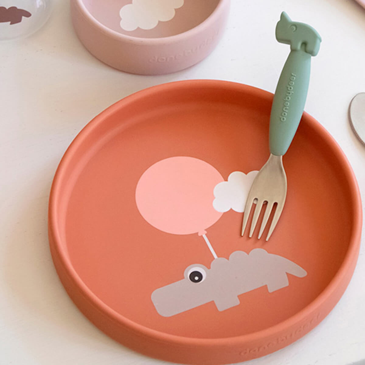 Vaisselle bébé silicone HAPPY CLOUDS Done by Deer Papaya