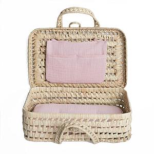 Valise poupée en feuilles de palmier BOBBLE rose