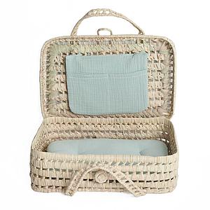 Valise poupée en feuilles de palmier BOBBLE vert