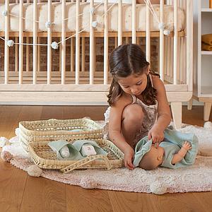 Valise poupée en feuilles de palmier BOBBLE vert