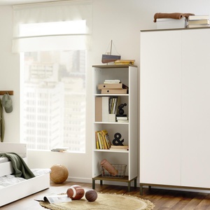 Wardrobe 2D 94,7x196,1x52,7cm LOVELY ALIV Yuny by Paidi off-white dark-walnut