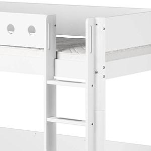 WHITE by Flexa Lit mezzanine en MDF 90x200 cm avec barrière de sécurité blanche et pieds blancs