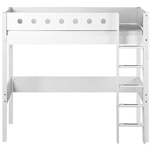 WHITE by Flexa Lit mezzanine en MDF 90x200 cm avec barrière de sécurité blanche et pieds blancs