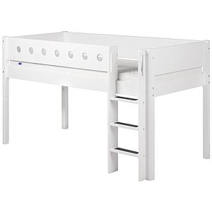 WHITE by Flexa Lit mi-hauteur en MDF 90x200 cm avec barrière de sécurité blanche et pieds blancs