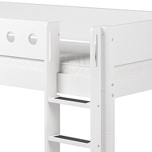 WHITE by Flexa Lit mi-hauteur en MDF 90x200 cm avec barrière de sécurité blanche et pieds blancs